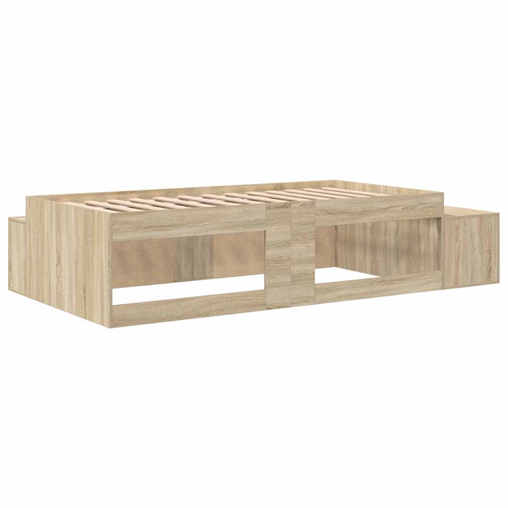 Aufbewahrungsbettgestell mit Speicher Weiß 80 cm Holzwerkstoff