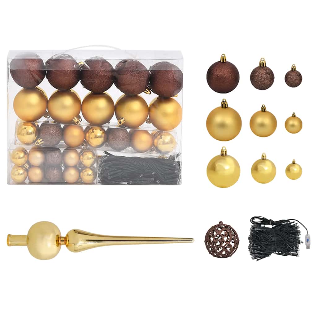 Künstlicher Weihnachtsbaum mit Beleuchtung & Kugeln Weiß 120 cm