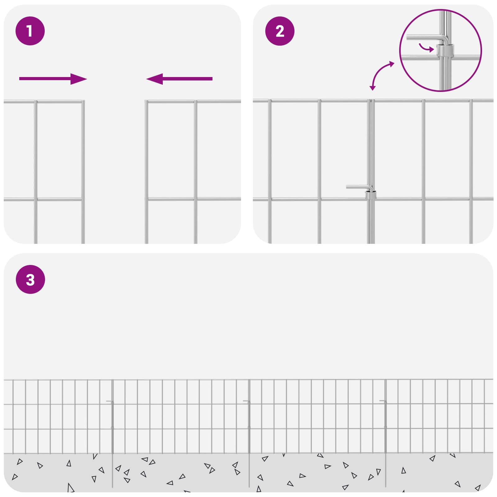 Gartenzaun mit Pfählen 12 pcs 35 x 30 cm Mesh Verzinkter Stahl