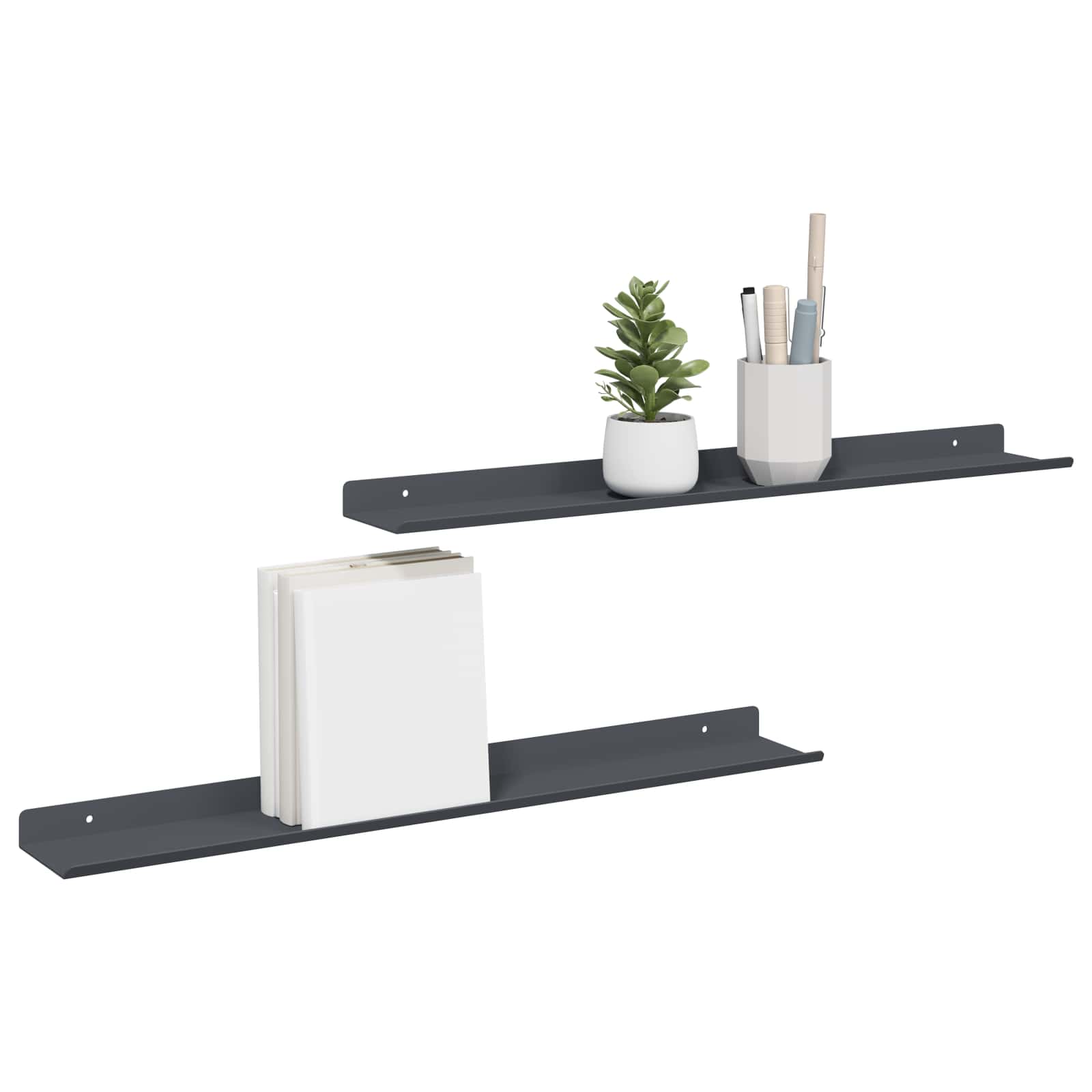 Schwebendes Regal 3 pcs Schwarz 40 x 9 x 2,5 cm Stahl