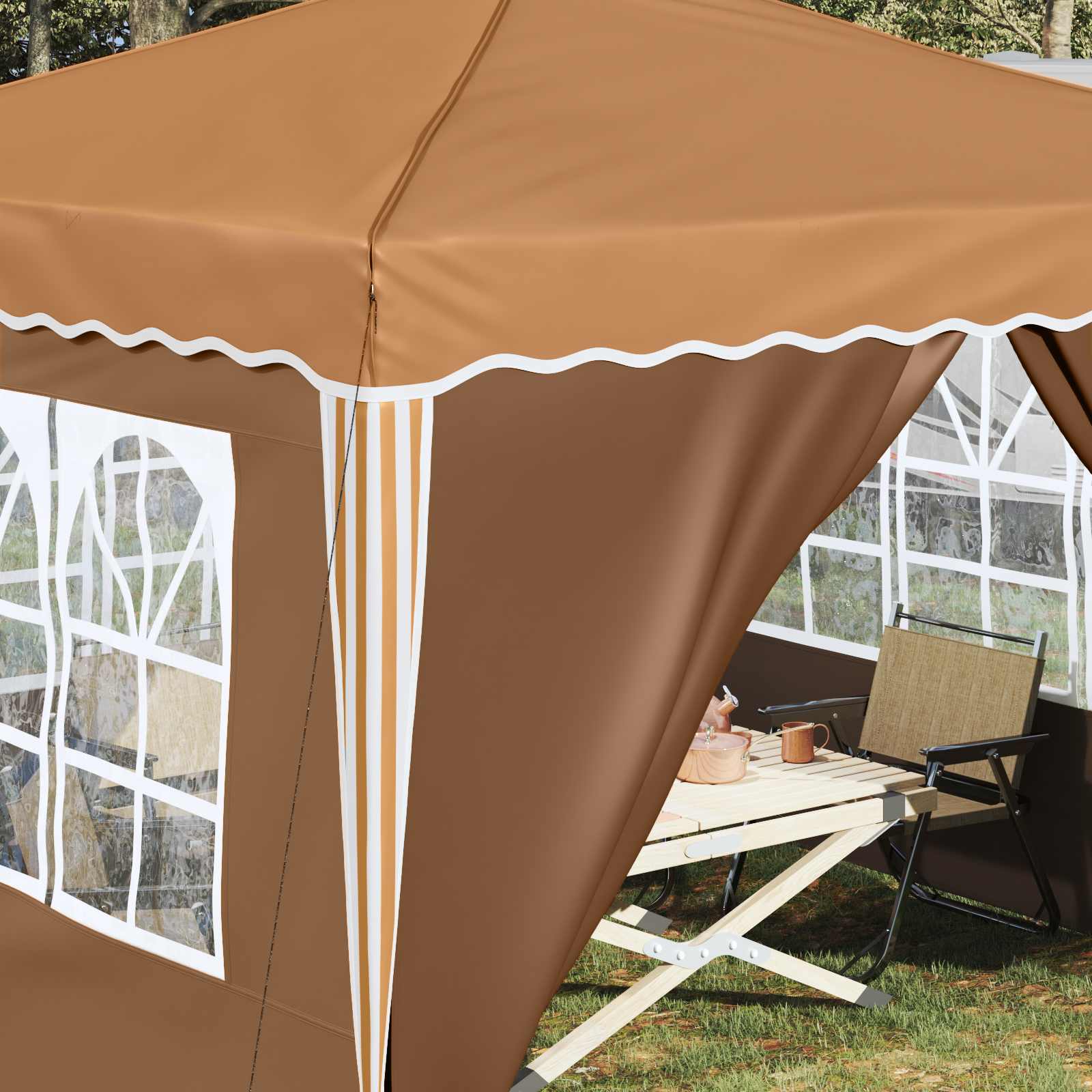 Pop-up Partyzelt 288 x 288 x 245 cm Creme Oxford-Stoff