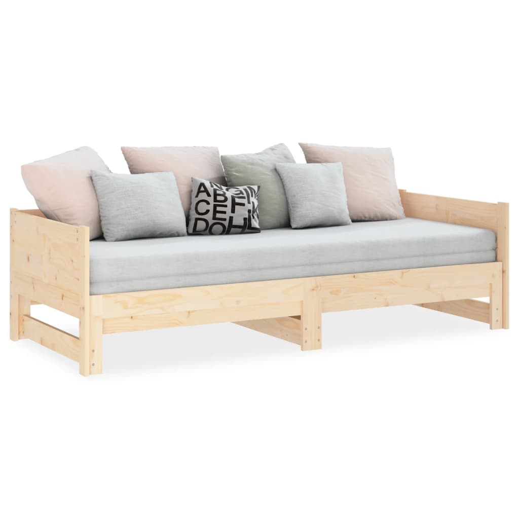 Ausziehbares Tagesbett Natur 180 x 200 cm Massives Kiefernholz