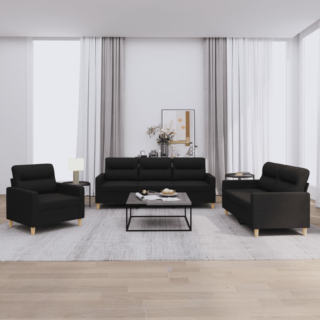 4-tlg. Sofagarnitur mit Kissen Taupe Stoff