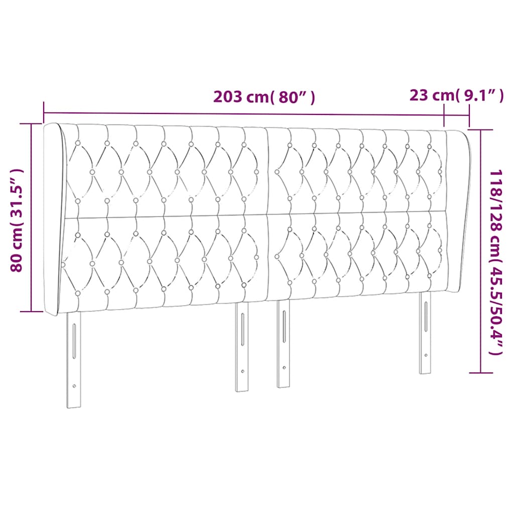 Kopfteil mit Ohren Dunkelblau 93x23x78/88 cm Samt