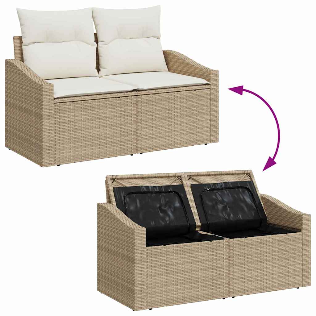 Garten Essgruppe mit Kissen 6 pcs Schwarz und Creme
