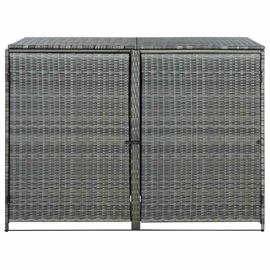 Mülltonnenbox für 2 Tonnen Poly Rattan Schwarz 148x80x111 cm