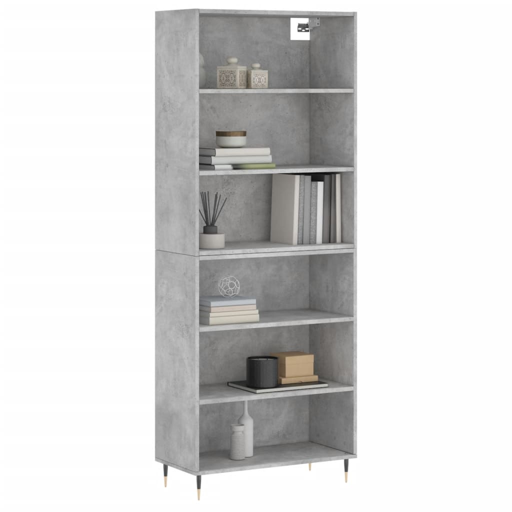 Highboard Betongrau 69,5x34x180 cm Holzwerkstoff