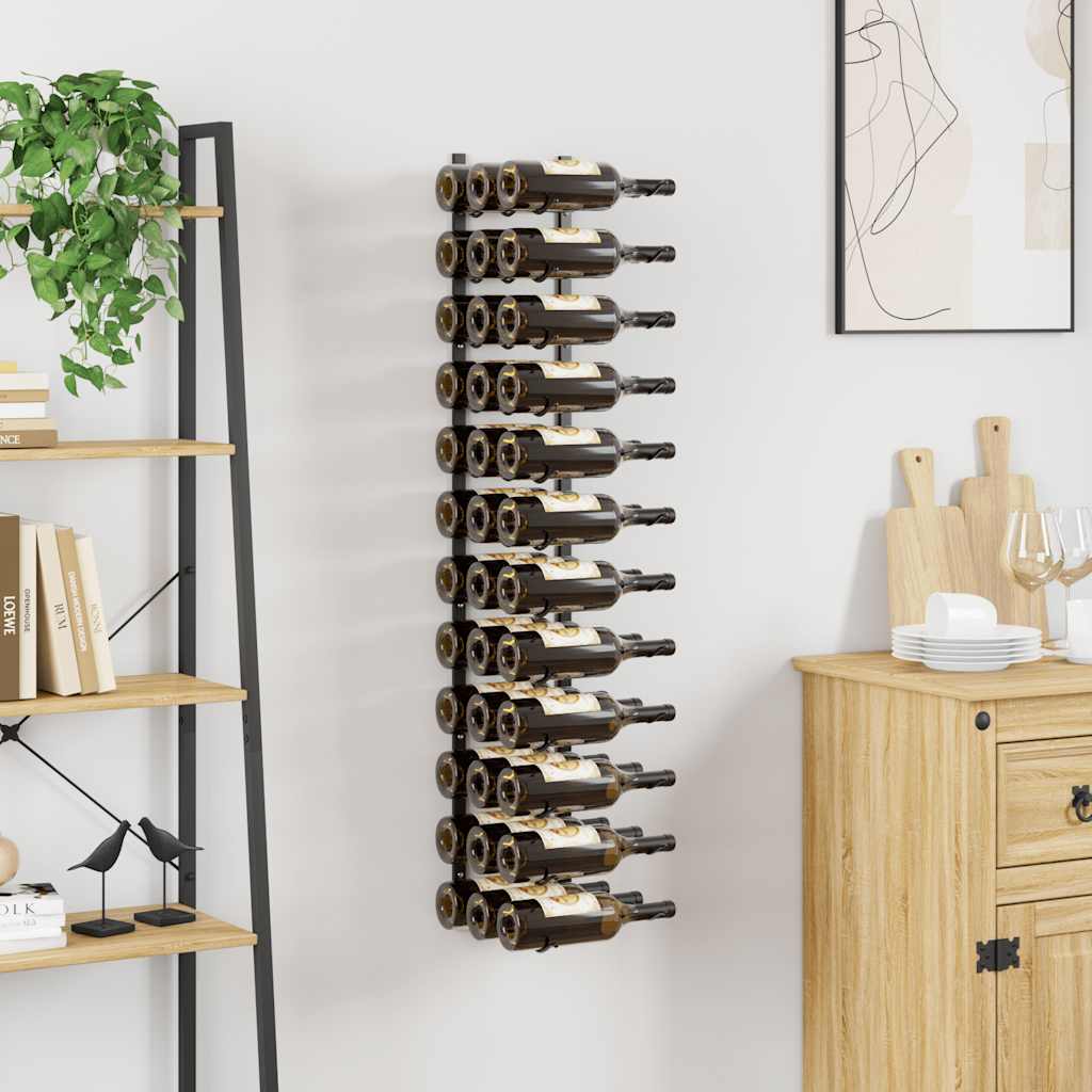 Wand-Weinregal für 24 Flaschen Schwarz Eisen