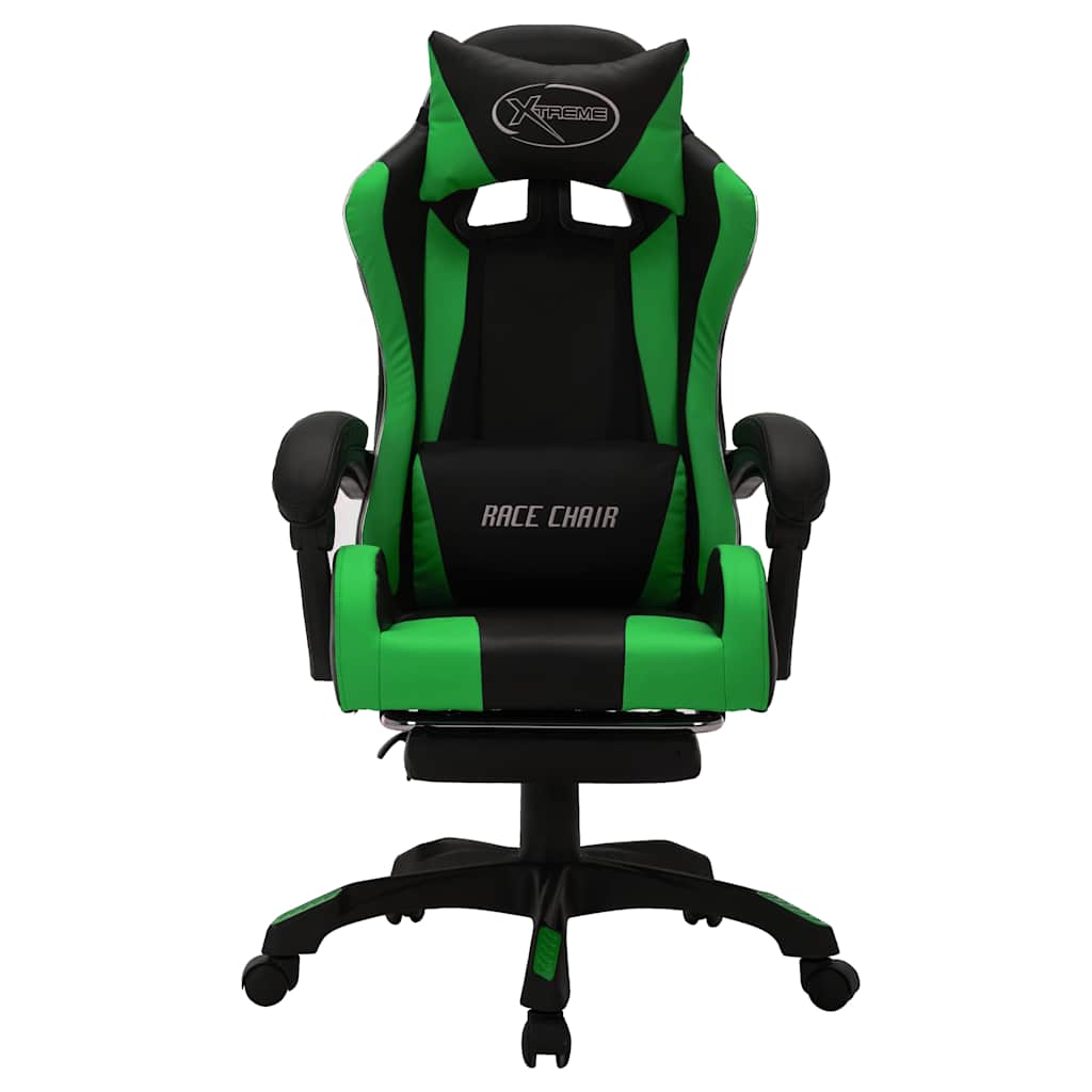 Gaming-Stuhl mit RGB LED-Leuchten Blau und Schwarz Kunstleder
