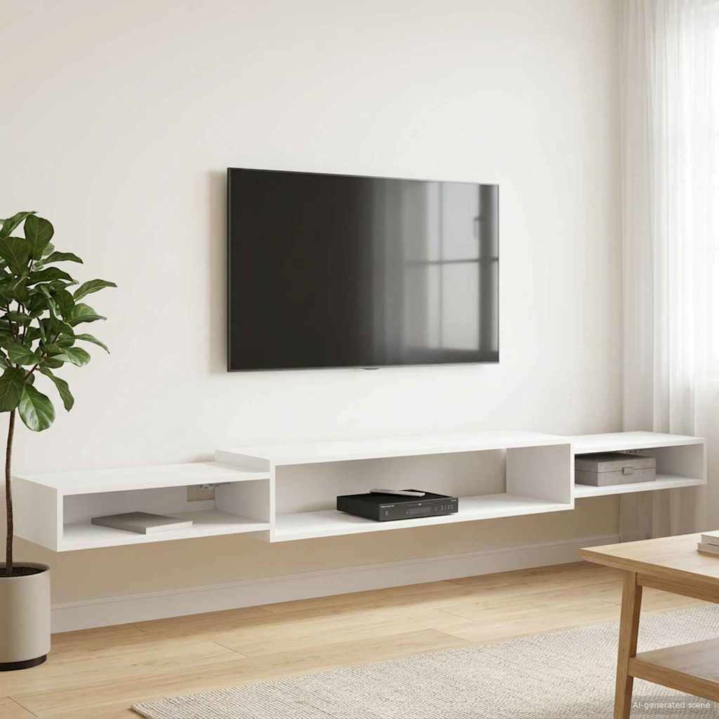 Wandmontierter TV-Schrank Wandhalterung Weiß 140 x 28 x 21 cm
