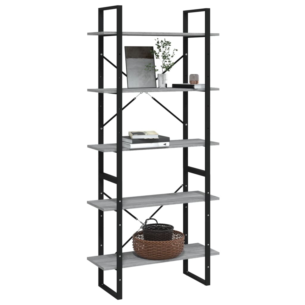 Bücherregal 5 Fächer Weiß 40x30x175 cm Holzwerkstoff