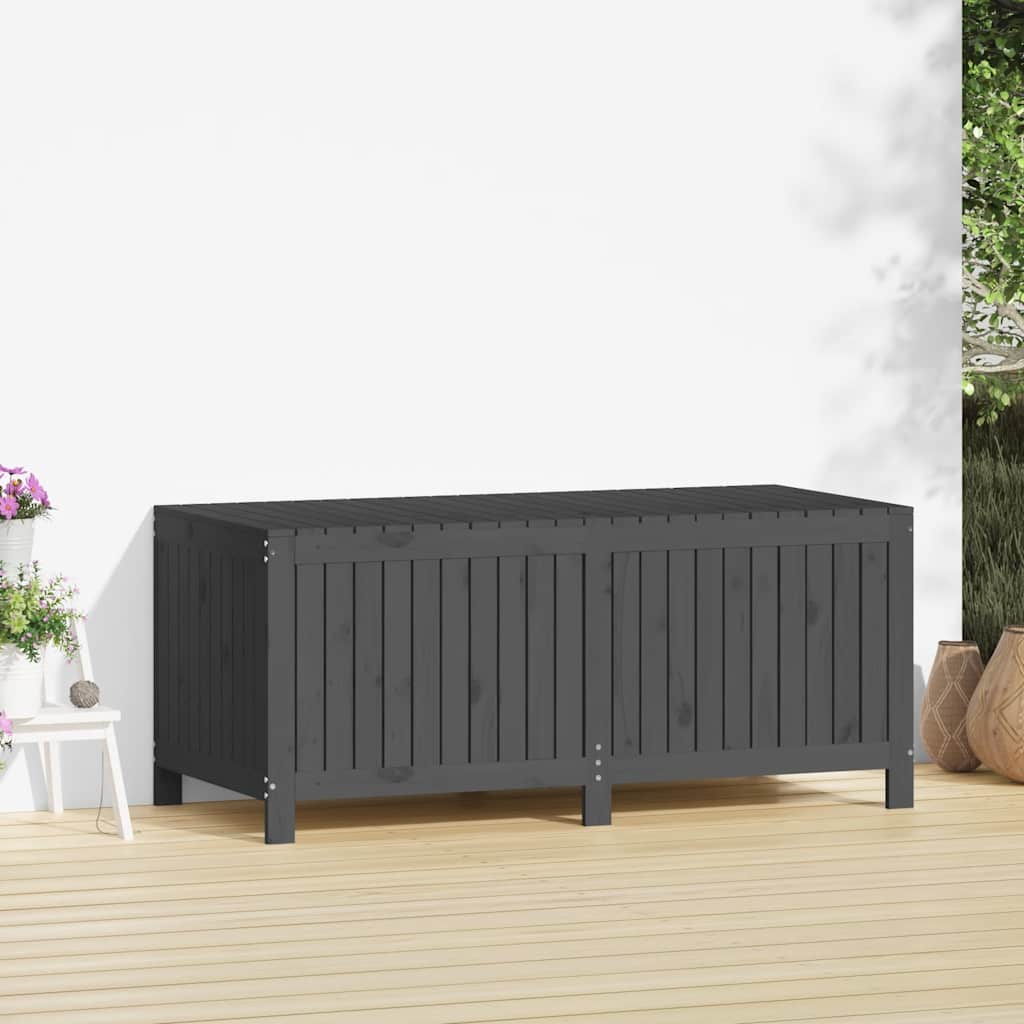 Gartentruhe Grau 76x42,5x54 cm Massivholz Kiefer