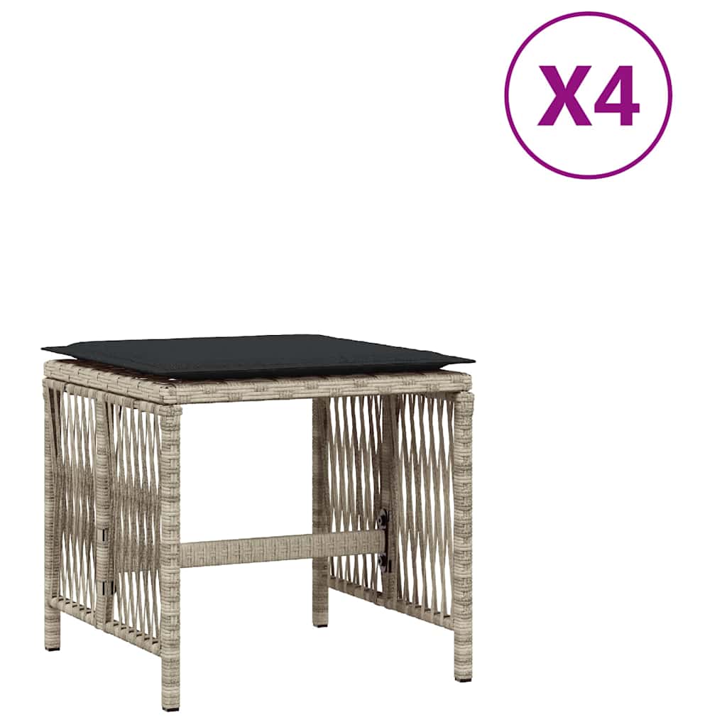 Gartenhocker mit Kissen 4 Stk. Schwarz 41x41x36 cm Poly Rattan