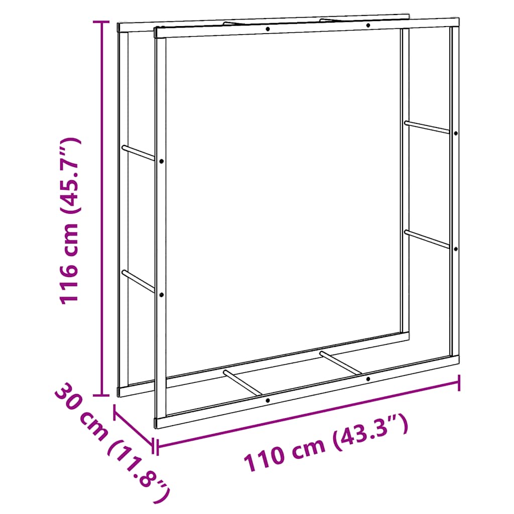 Brennholzregal Schwarz 55x30x61 cm Stahl