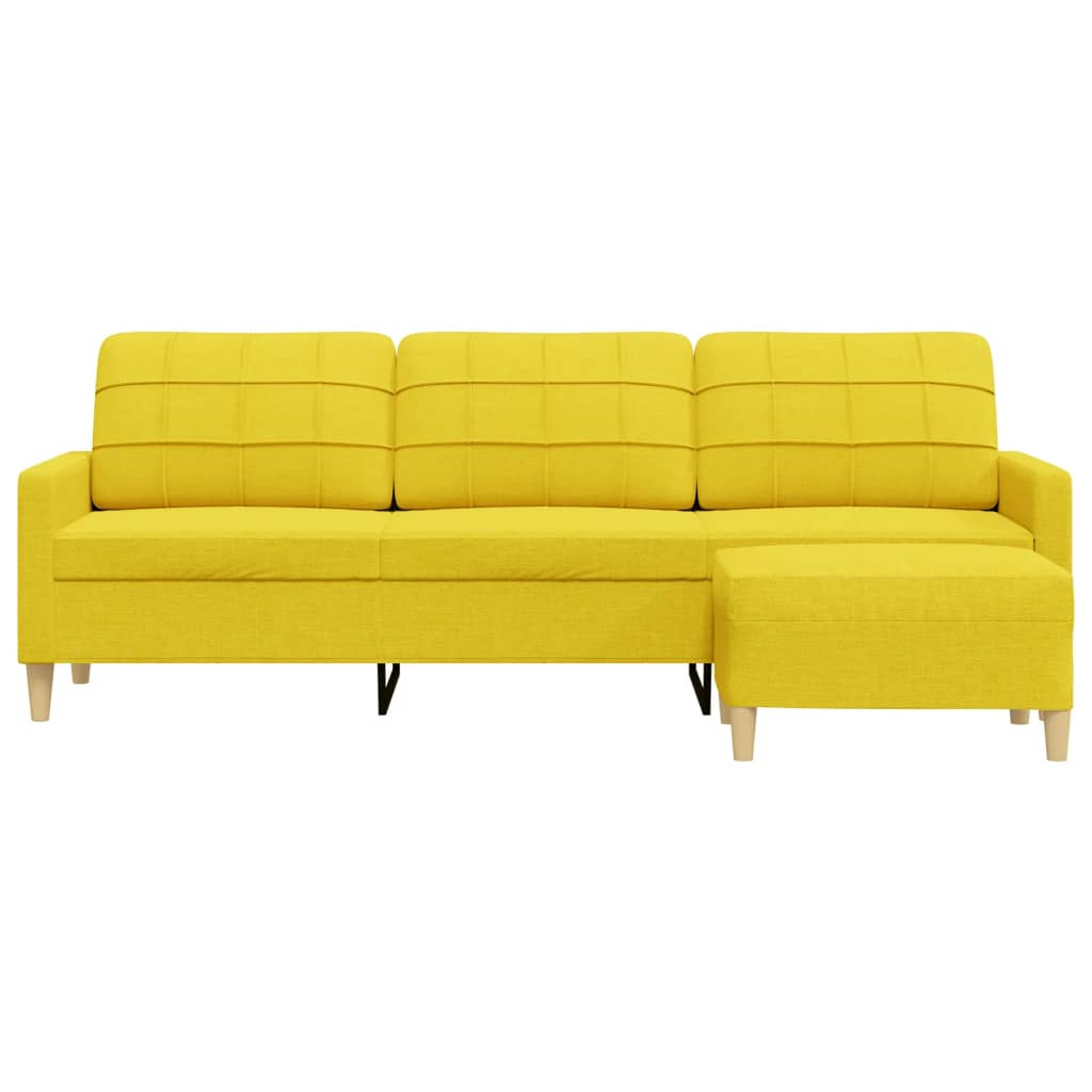 3-Sitzer-Sofa mit Hocker Taupe 180 cm Stoff