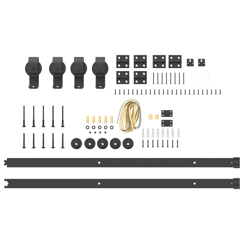 Schiebetürbeschlag-Set 183 cm Stahl Schwarz