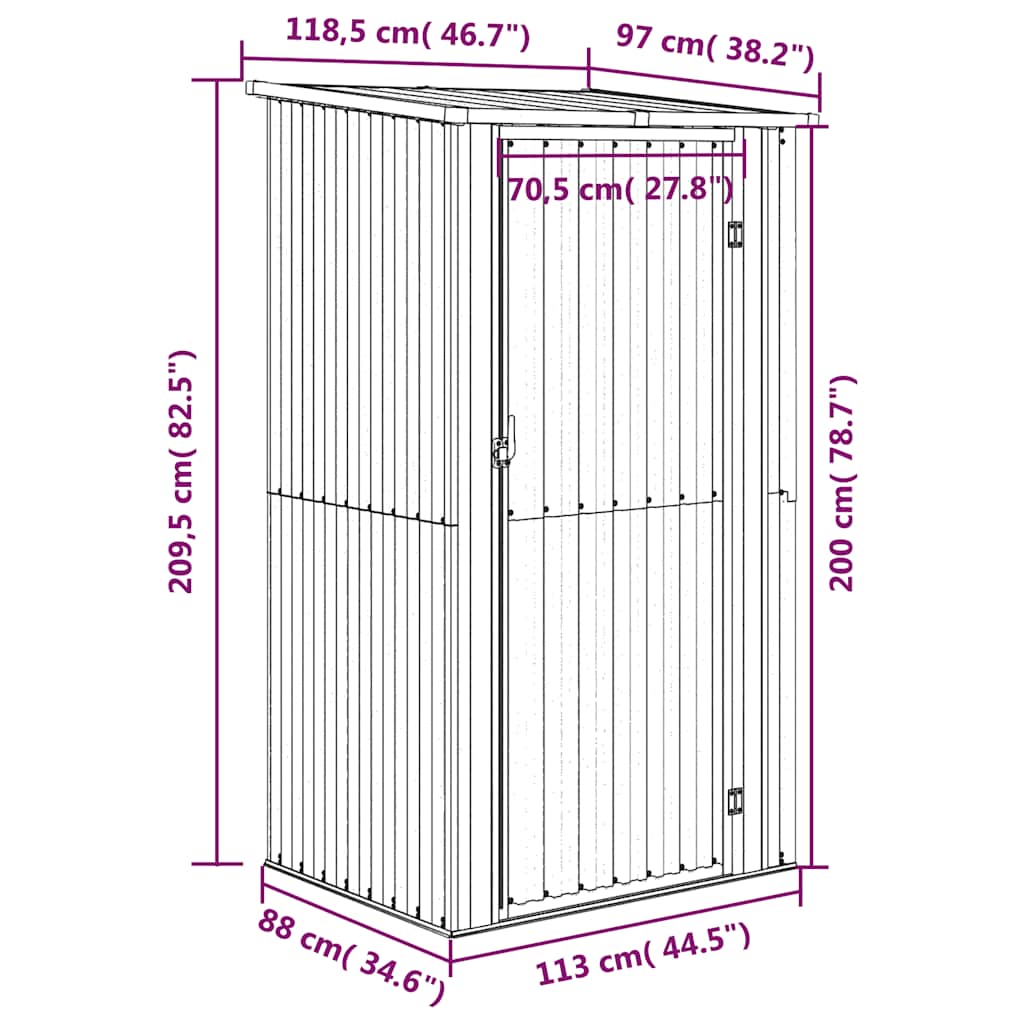 Gartenhaus Grün 118,5x97x209,5 cm Verzinkter Stahl