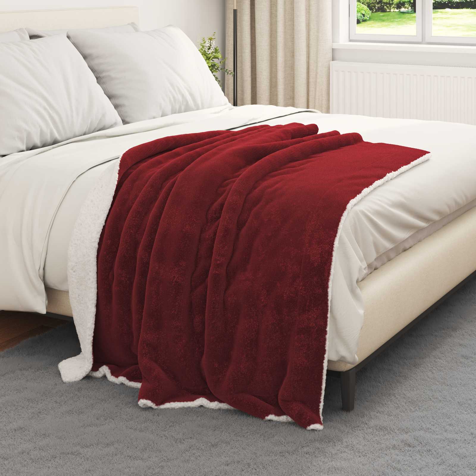 Überwurfdecke Beige 130 x 150 cm Fleece