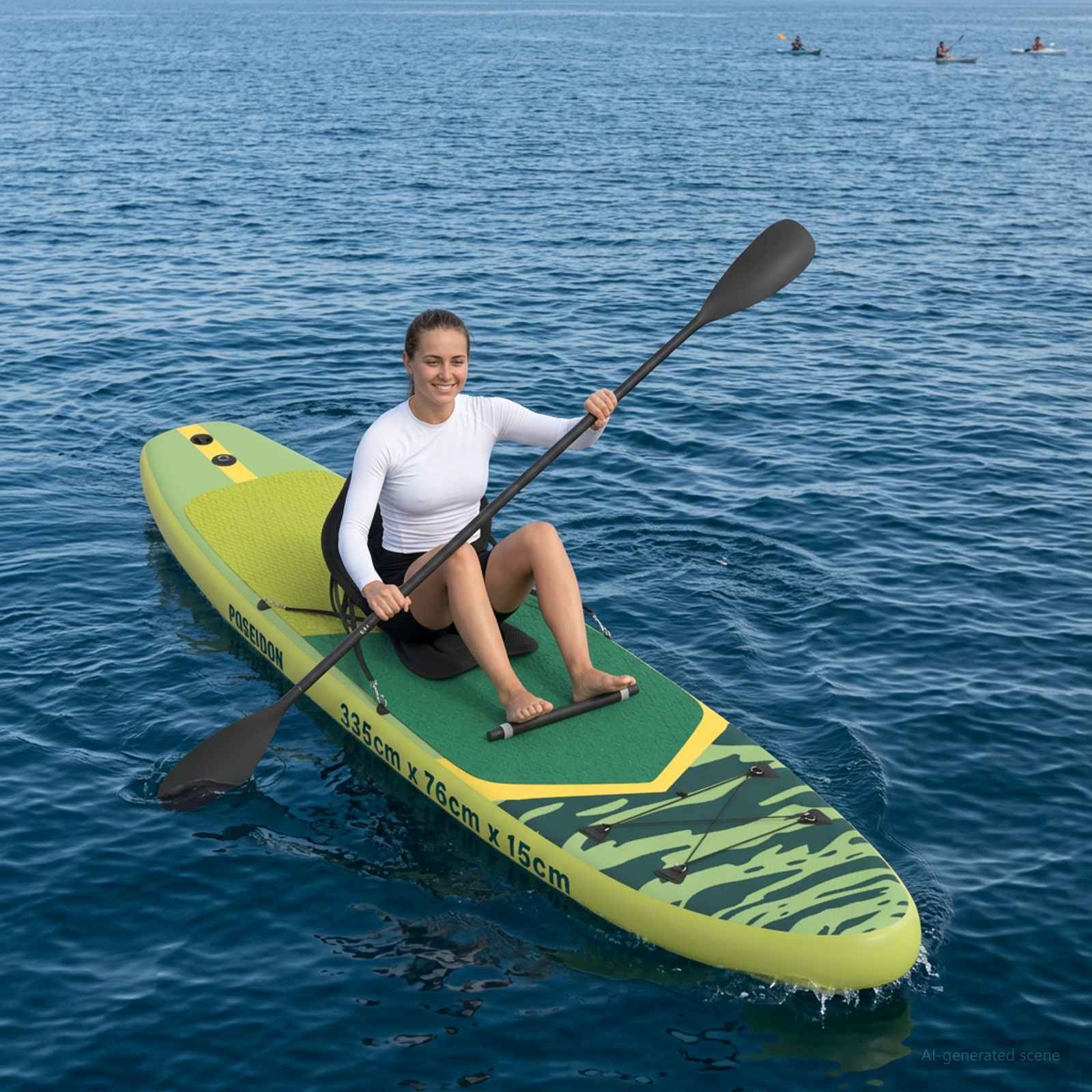 SUP Board mit Sitz 2-in-1 POSEIDON 305 x 76 x 15 cm Grün für