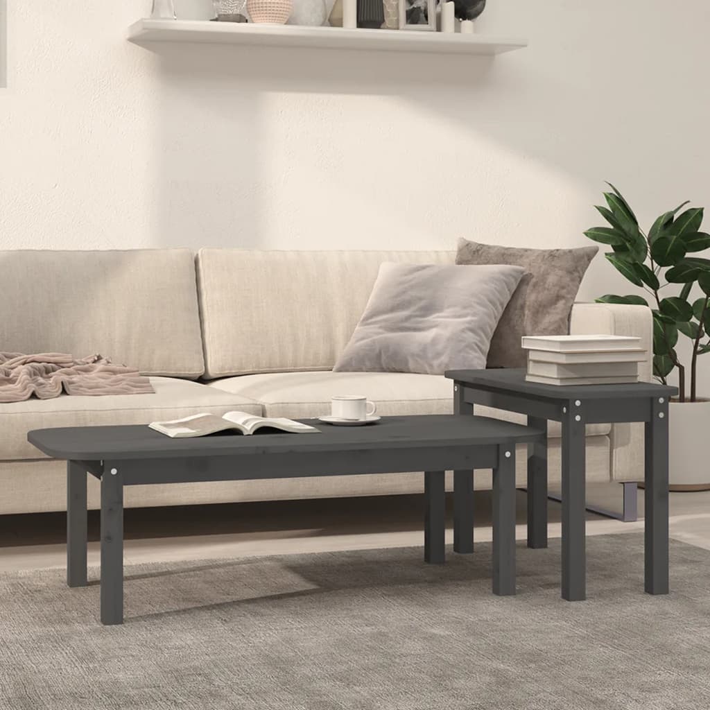 2-tlg. Couchtisch-Set Massivholz Kiefer