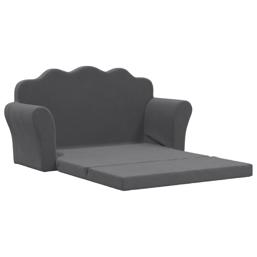 Kindersofa Hellgrau mit Sternen Weich Plüsch