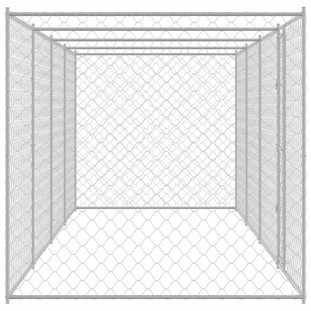 Hundezwinger mit Tür Grau 2x2x1,5 m Verzinkter Stahl