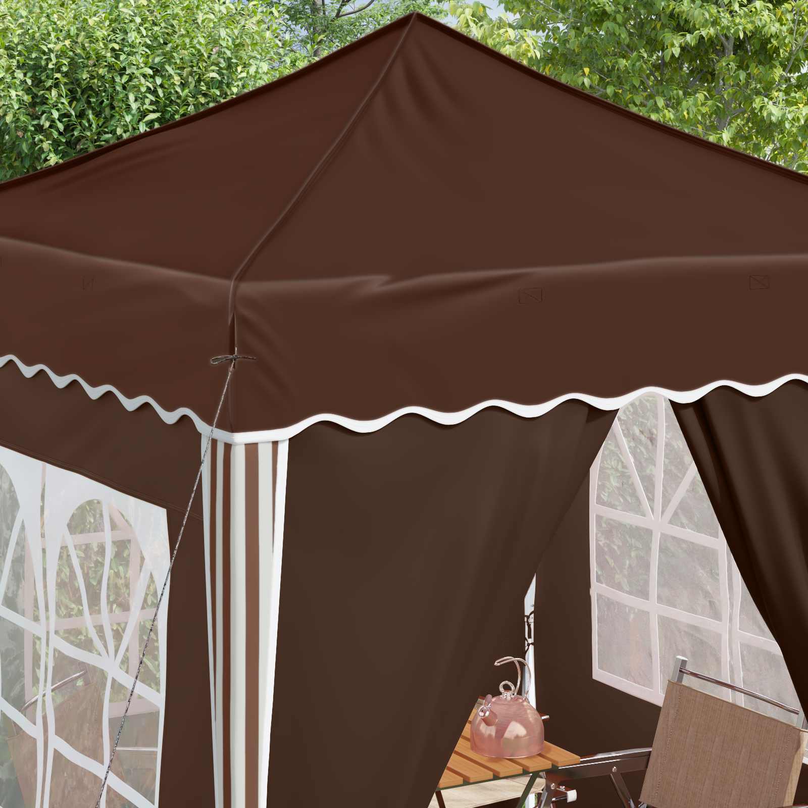 Pop-up Partyzelt 195 x 195 x 245 cm Creme Oxford-Stoff
