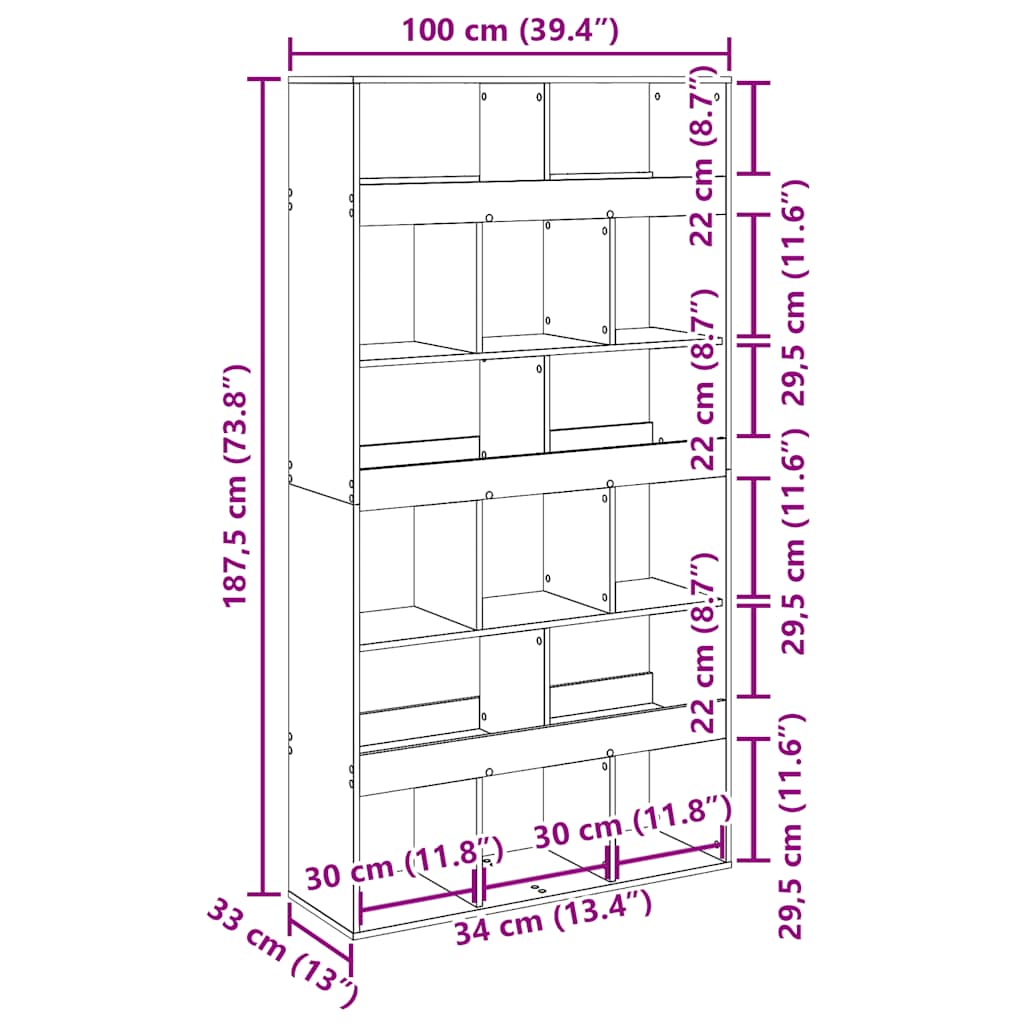 Bücherregal Weiß 100x33x125,5 cm Holzwerkstoff