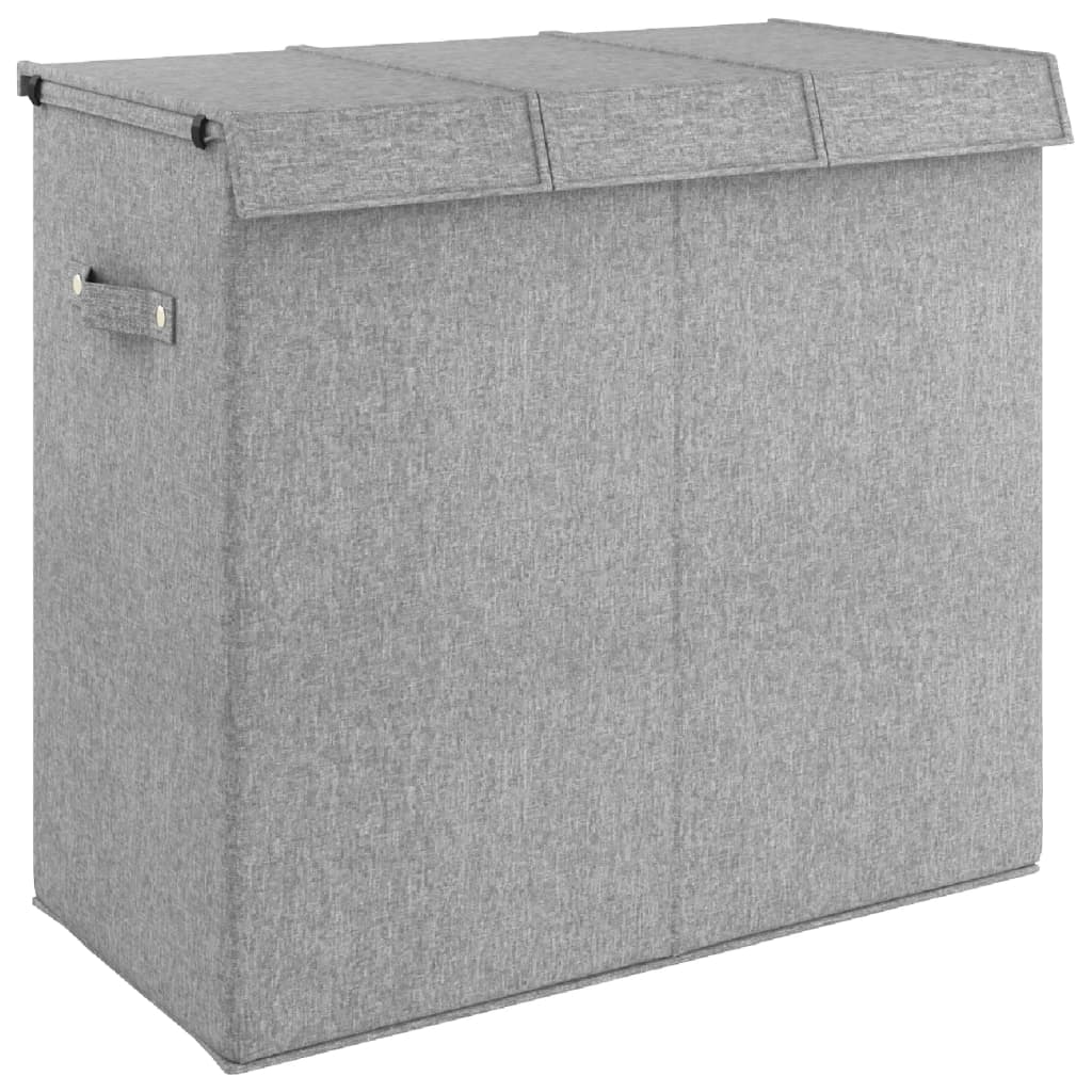 Faltbarer Wäschekorb Grau 26 x 34,5 x 59,5cm Leinenimitat Stoff