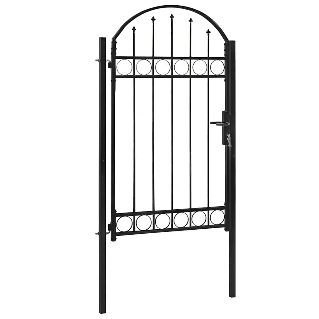Gartentor ASSEN mit Bogenabschluss Stahl 102 x 125 cm Schwarz