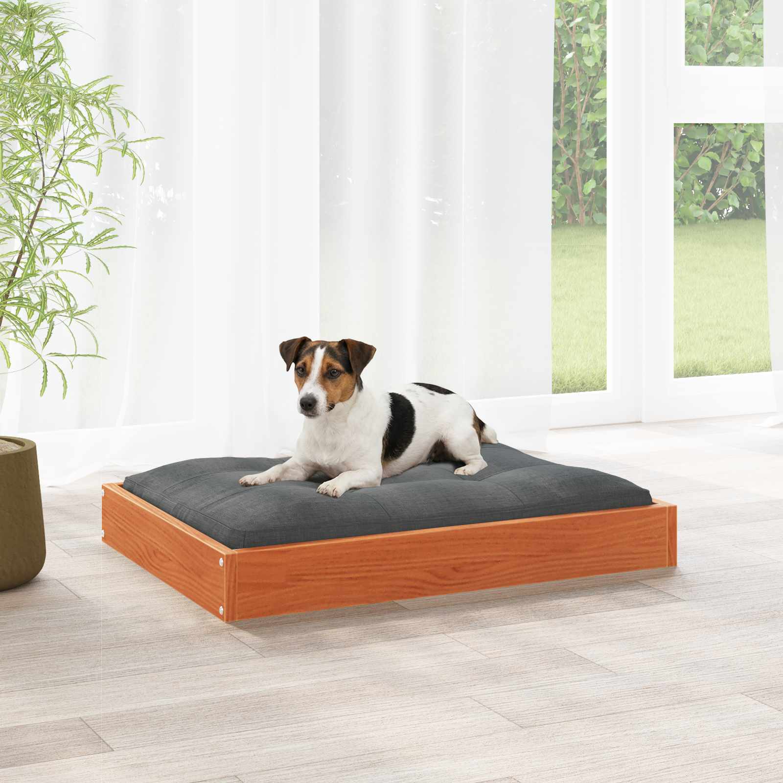 Hundebett 51,5x44x9 cm Massivholz Kiefer