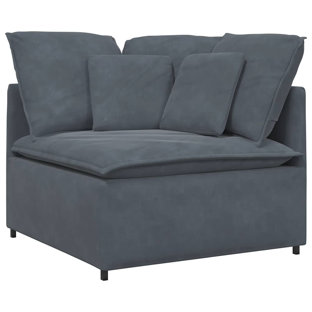 Modulares Sofa mit Fußhocker Kissen Samt Blau