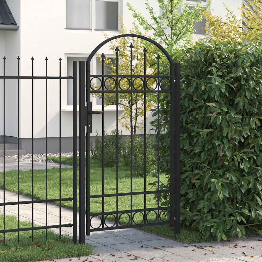 Gartentor ASSEN mit Bogenabschluss Stahl 102 x 125 cm Schwarz