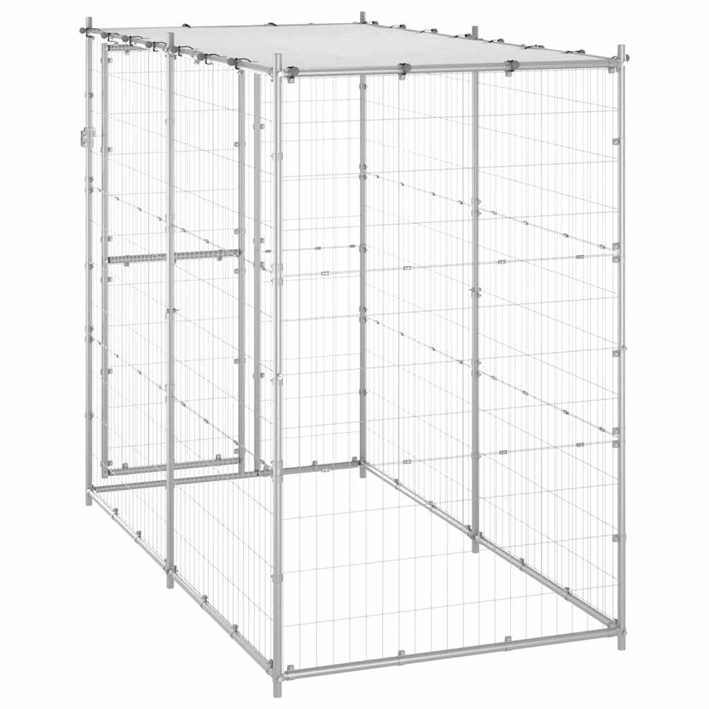 Outdoor-Hundezwinger Stahl mit Überdachung 110x220x180 cm