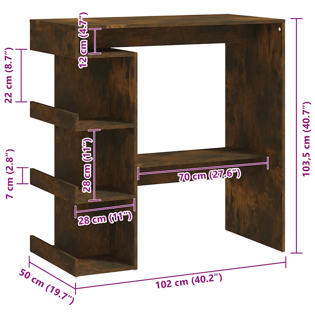 Bartisch mit Regal Weiß 100x50x101,5 cm Holzwerkstoff