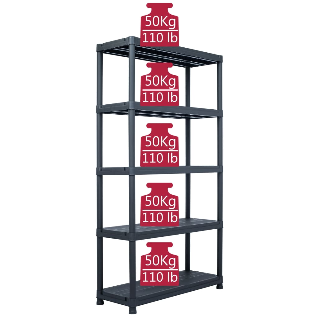 Lagerregale 2 Stk. Schwarz 60 x 30 x 138 cm Kunststoff