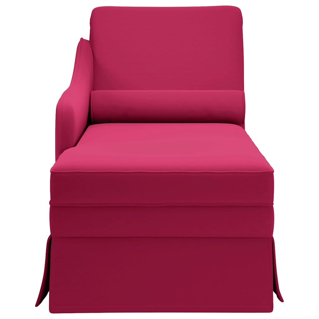 Chaiselongue mit Nackenrolle und Rechter Armlehne Blau Samt