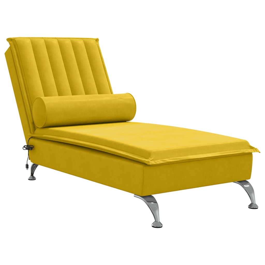 Massage-Chaiselongue mit Nackenrolle Hellgrau Samt