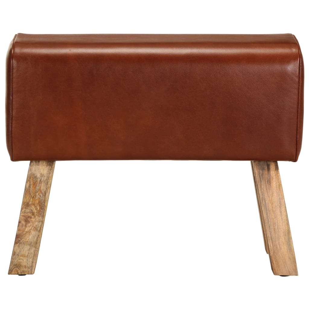 Bank Turnbock-Design 160cm Braun Echtleder Massivholz Akazie