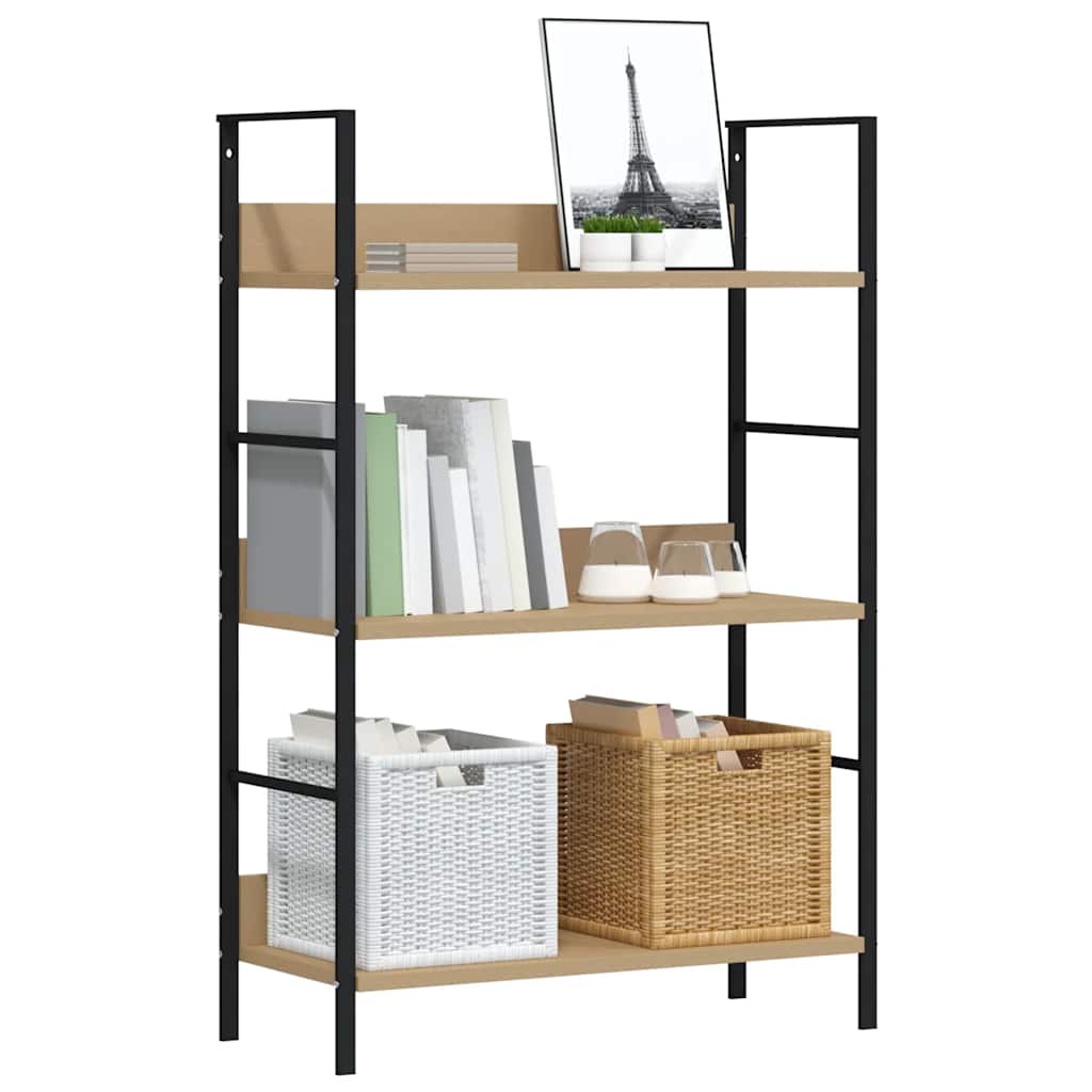 Bücherregal 3 Regalböden Schwarz 60×27,6×90,5 cm Holzwerkstoff