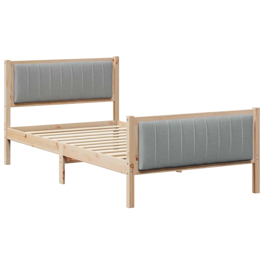 Bettgestell Braun und hellgrau 200 x 200 cm Massivholz Kiefer