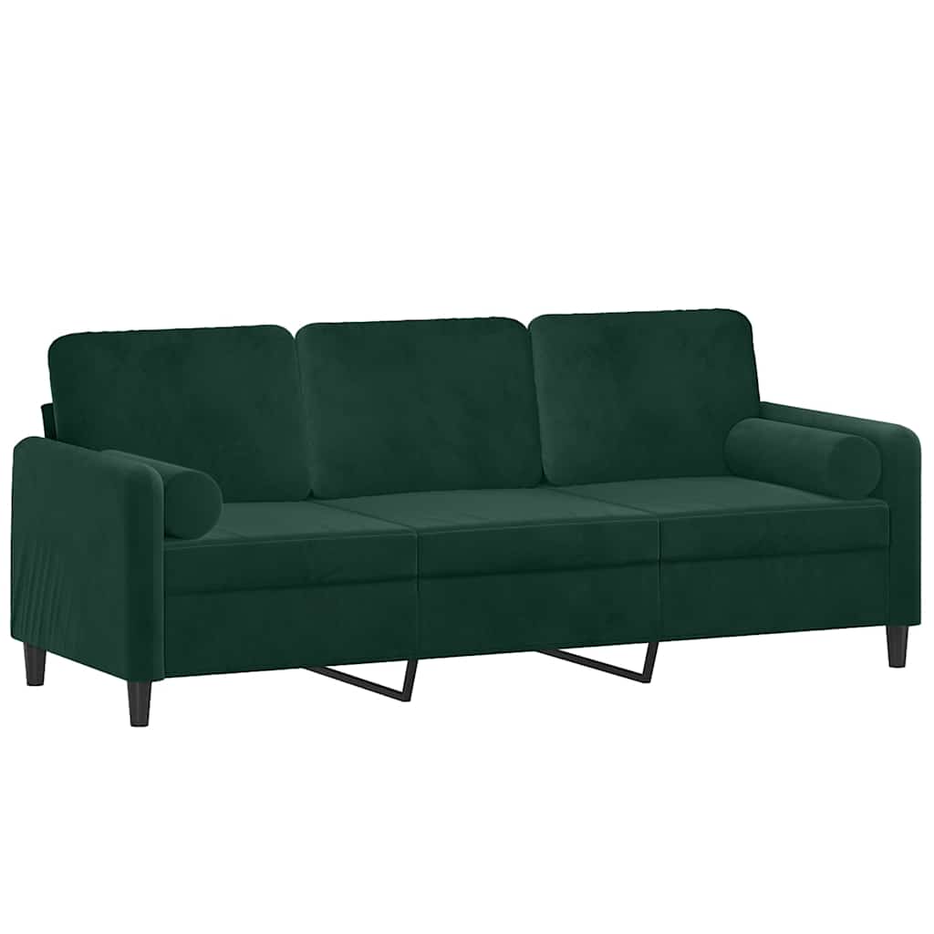2-Sitzer-Sofa mit Zierkissen Dunkelgrün 120 cm Samt