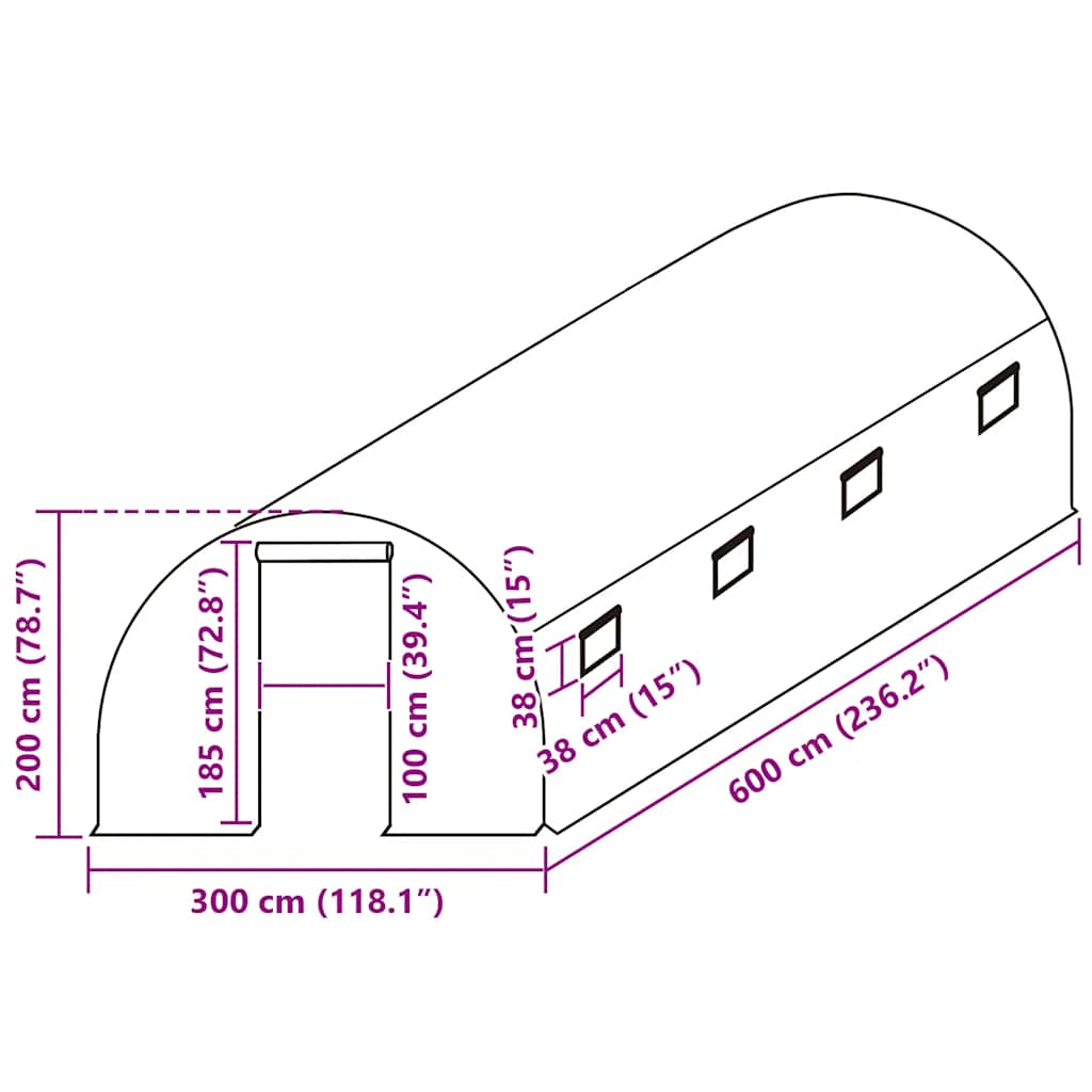 Ersatzabdeckung für Gewächshaus (4,5 m²) 300x150x200 cm Grün