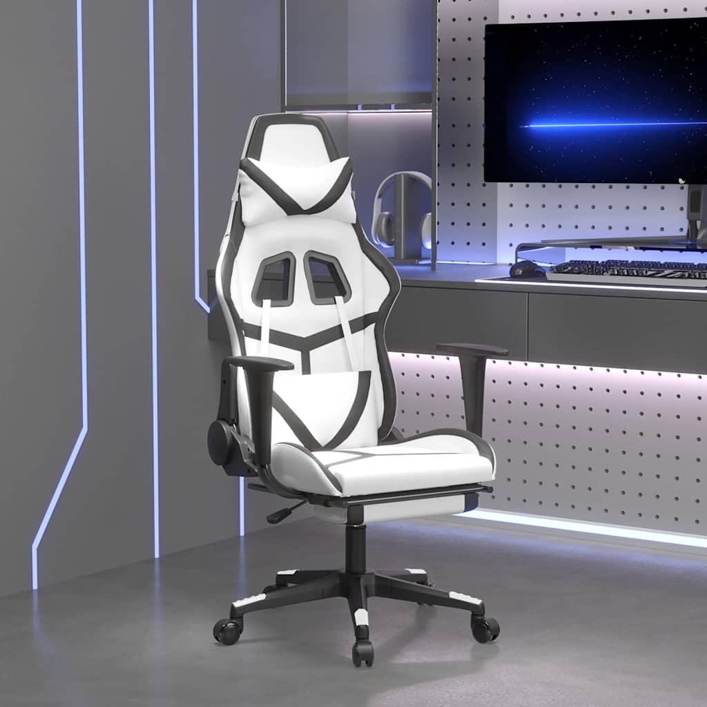 Gaming-Stuhl mit Massagefunktion Schwarz und Grün Kunstleder