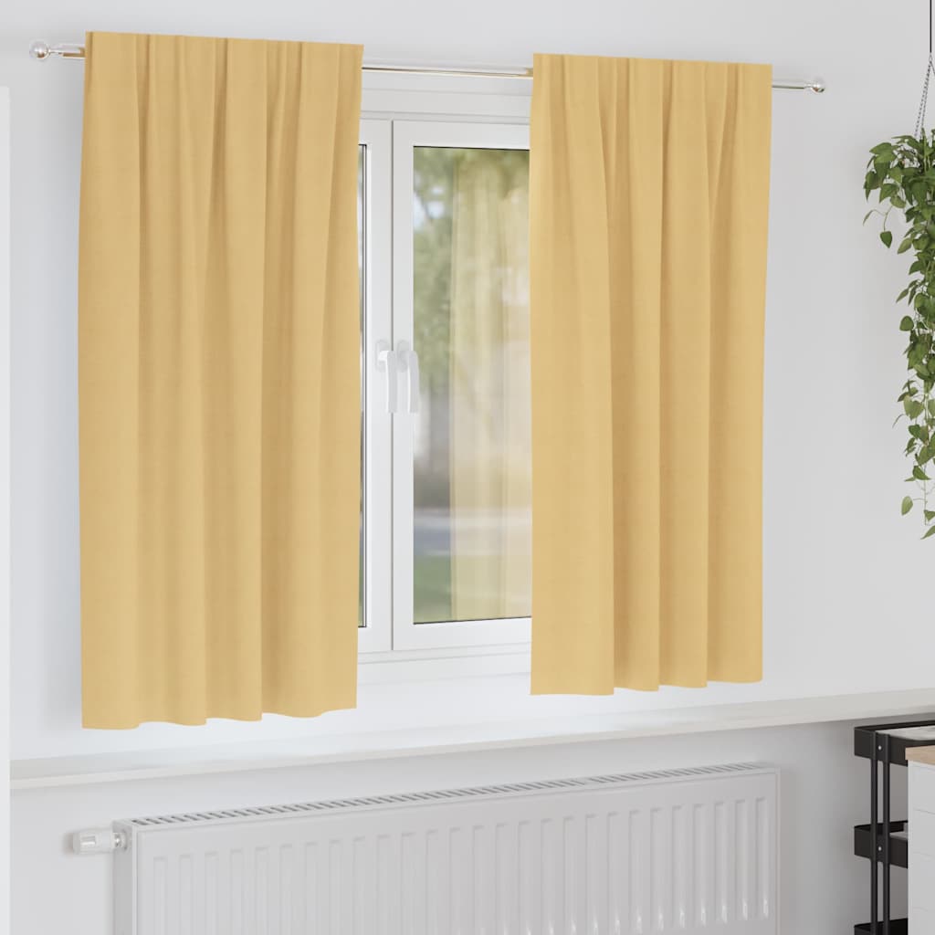 Verdunkelungs-Vorhänge mit Ringen 2 pcs Beige 140 x 140 cm