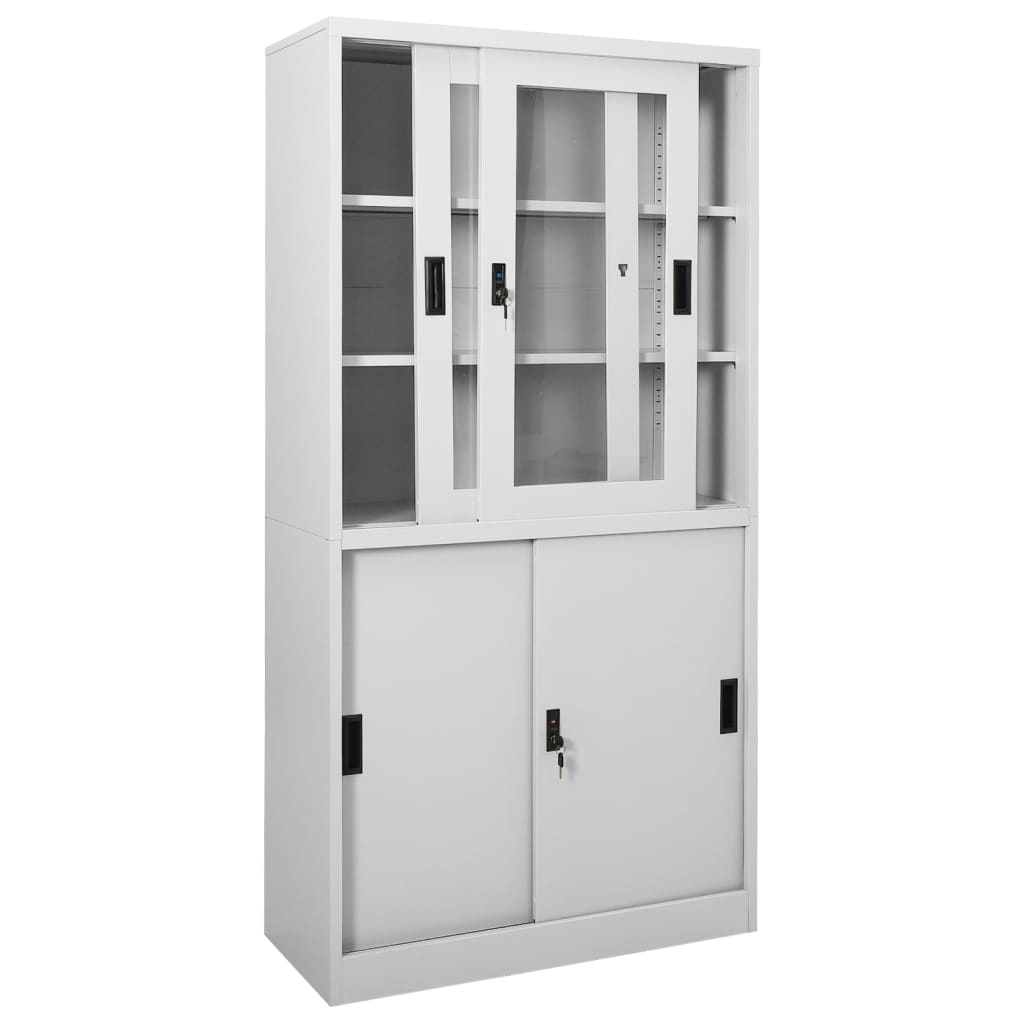 Büroschrank mit Schiebetüren Weiß 90x40x180 cm Stahl