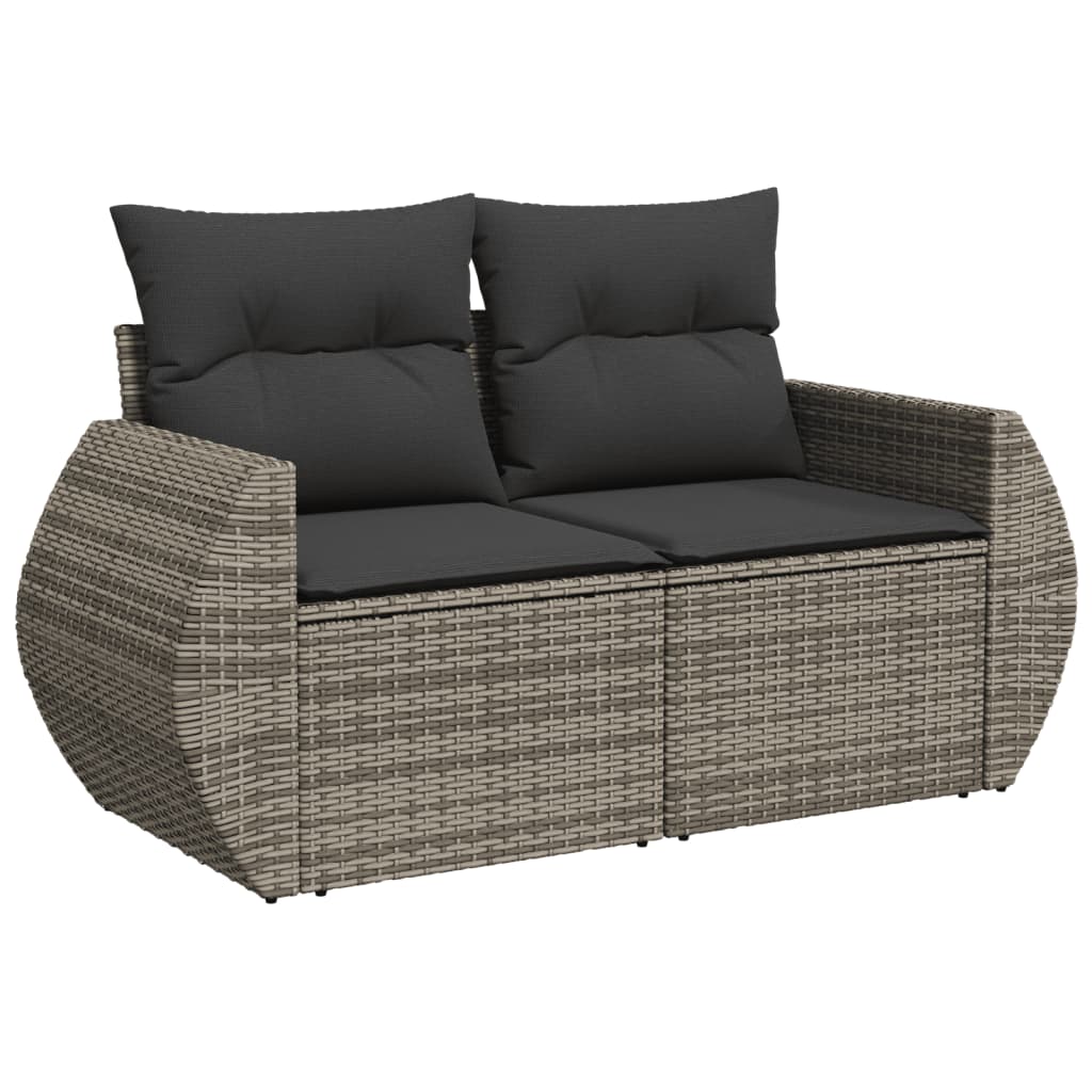 6-tlg. Garten-Sofagarnitur mit Kissen Schwarz Poly Rattan