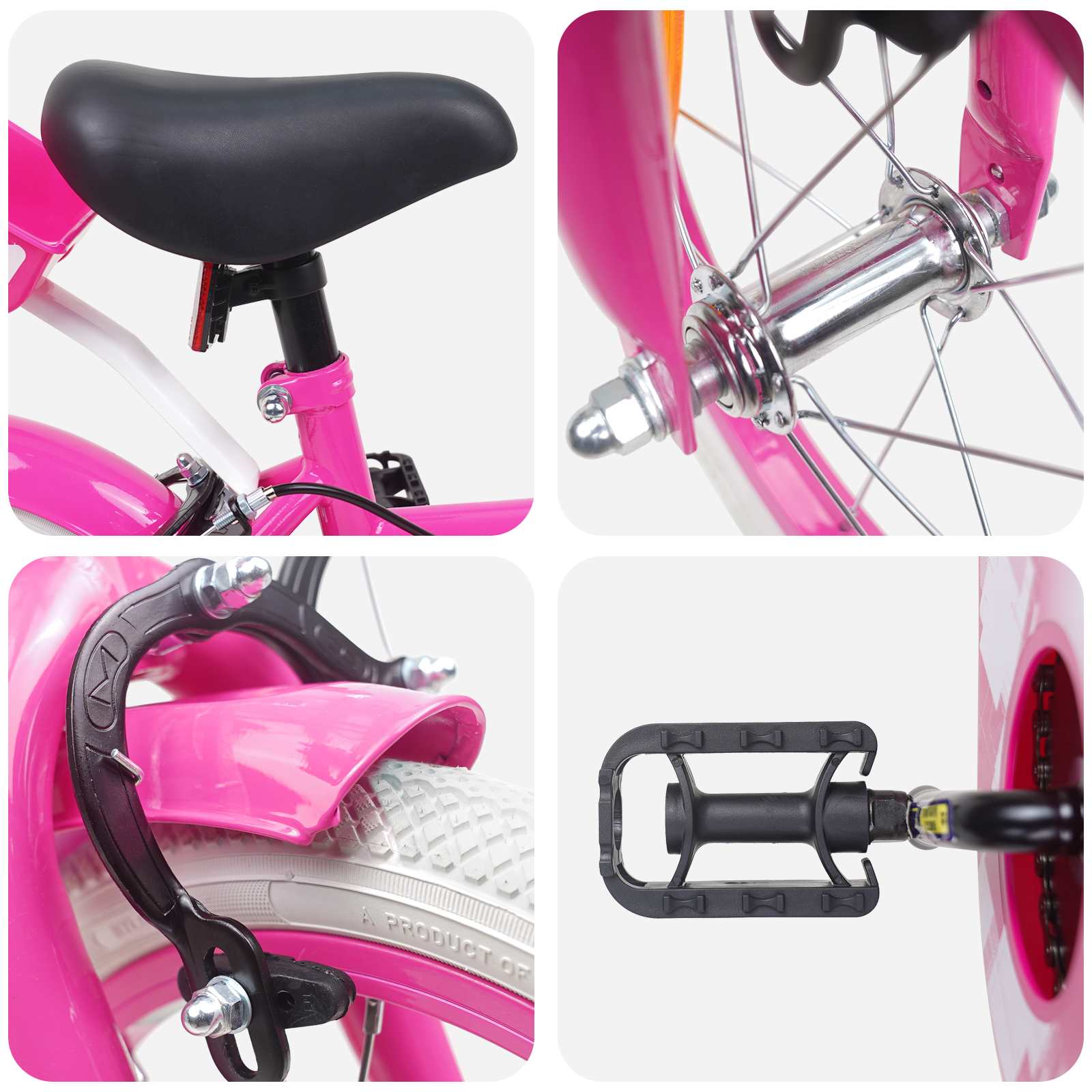 Kinderfahrrad 12 Zoll für 2-4 Jahre alt Hellrosa