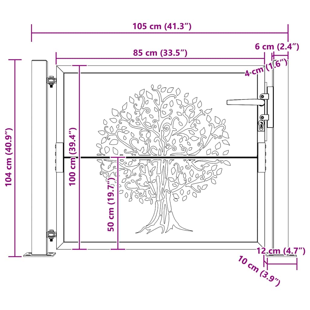 Gartentor 100x75 cm Cortenstahl Bambus-Design