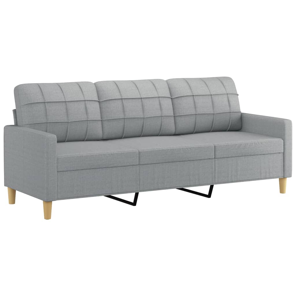 3-tlg. Sofagarnitur mit Kissen Braun Stoff